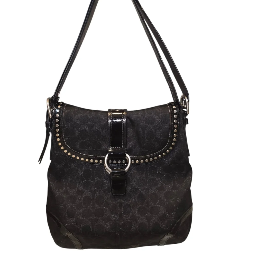 Coach F12852 Metallic Signature C Studded Flap Saddle Bag 2008